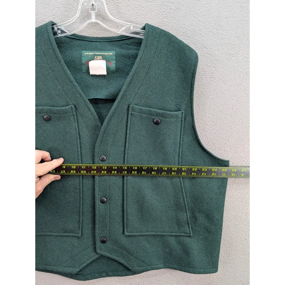 Vintage Orvis Wool Snap Front Sporting Vest Mens XL Green Fishing Made in Canada